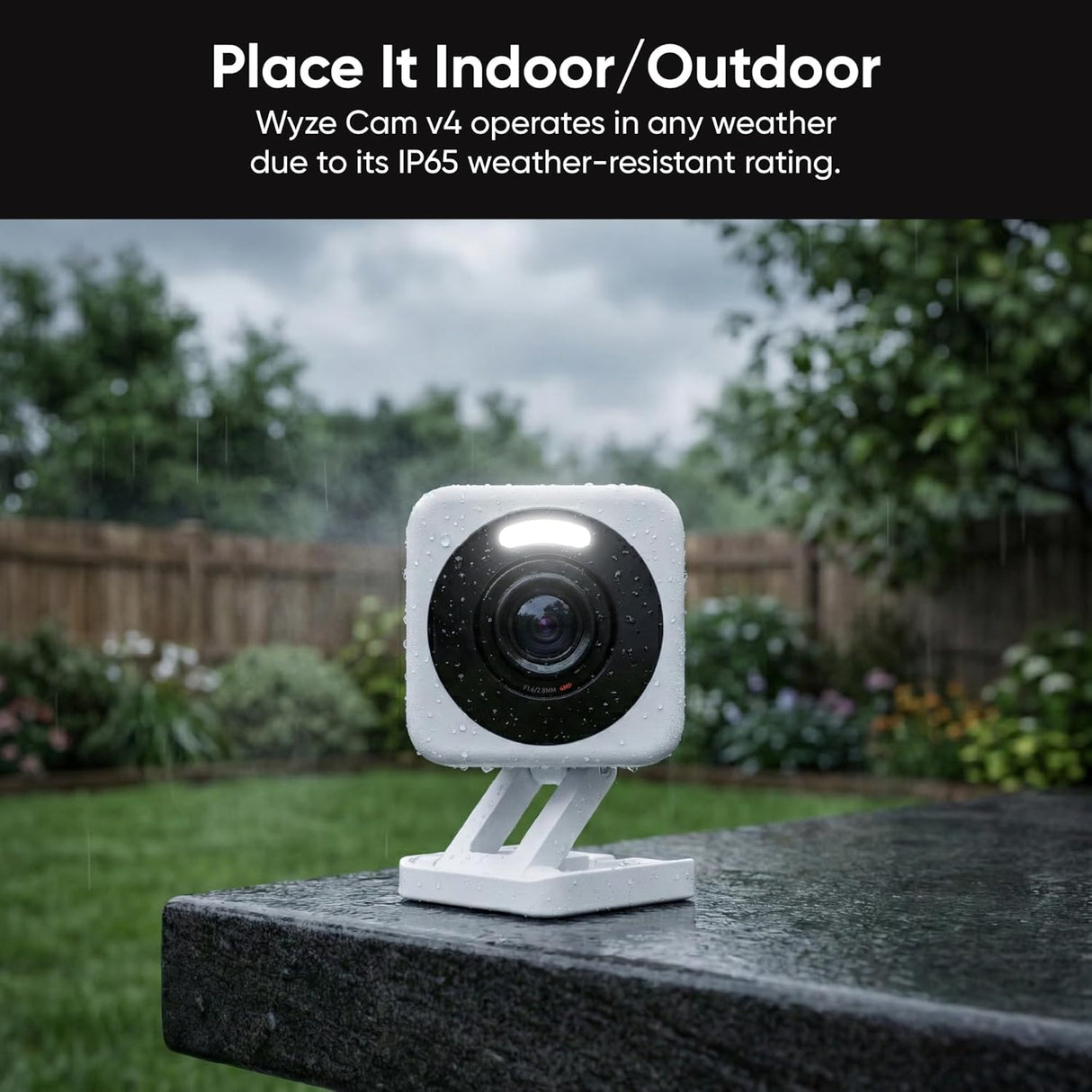 WYZE Cam v4 (neuestes Modell), 2,5K KI-Überwachungskamera, Innen-/Außenkameras für die Haussicherheit, Babyphone & Haustierkamera, lebendige Farb-Nachtsicht, kein Abonnement erforderlich